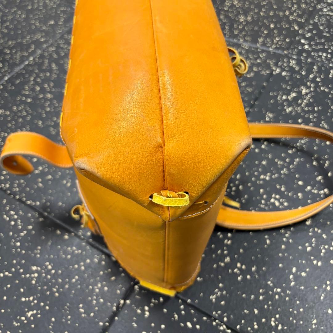 や*ち様 久保田スラッガー　オレンジ色 レザー トートバッグ 中型