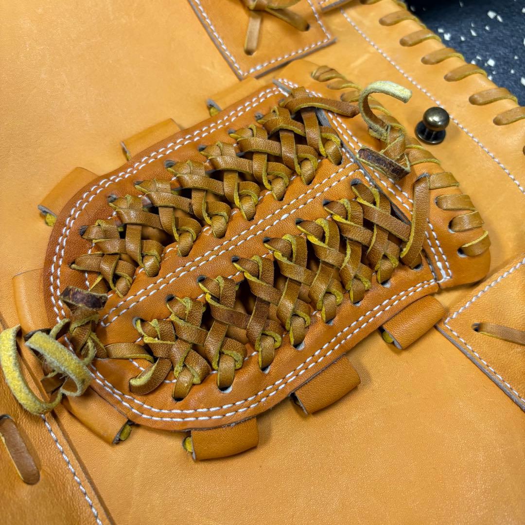 や*ち様 久保田スラッガー　オレンジ色 レザー トートバッグ 中型