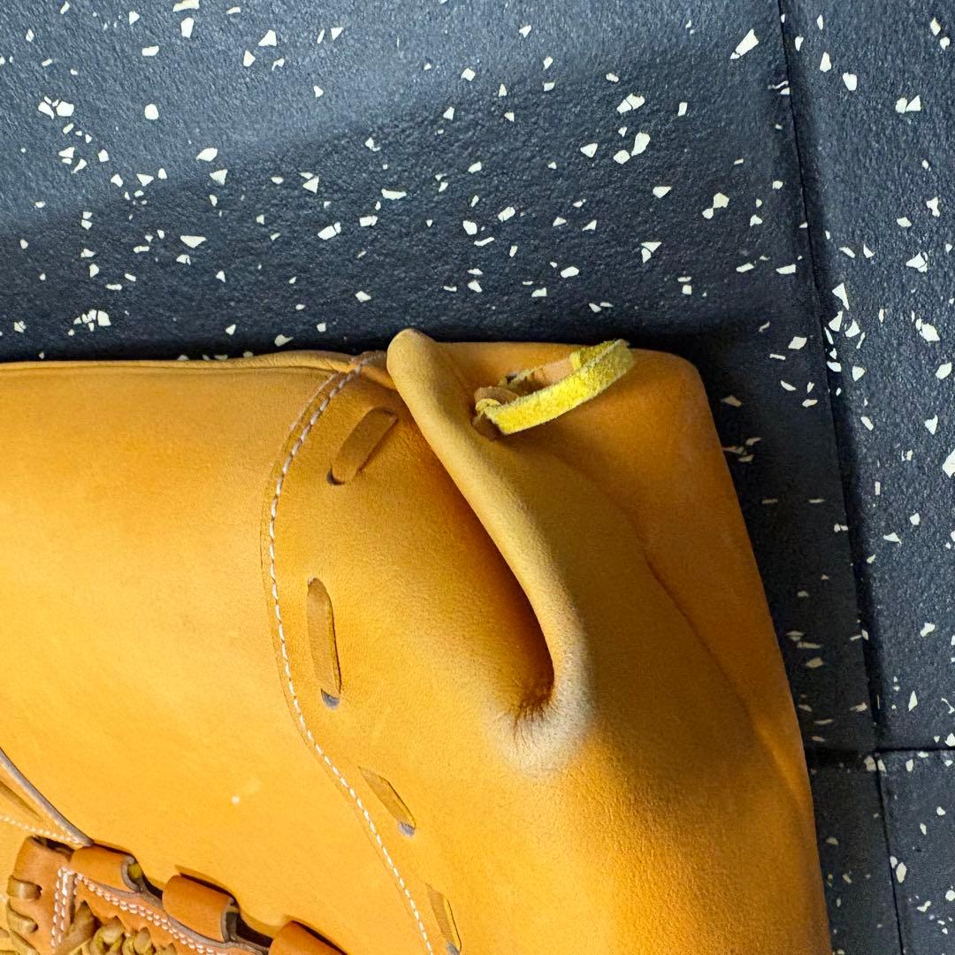 や*ち様 久保田スラッガー　オレンジ色 レザー トートバッグ 中型