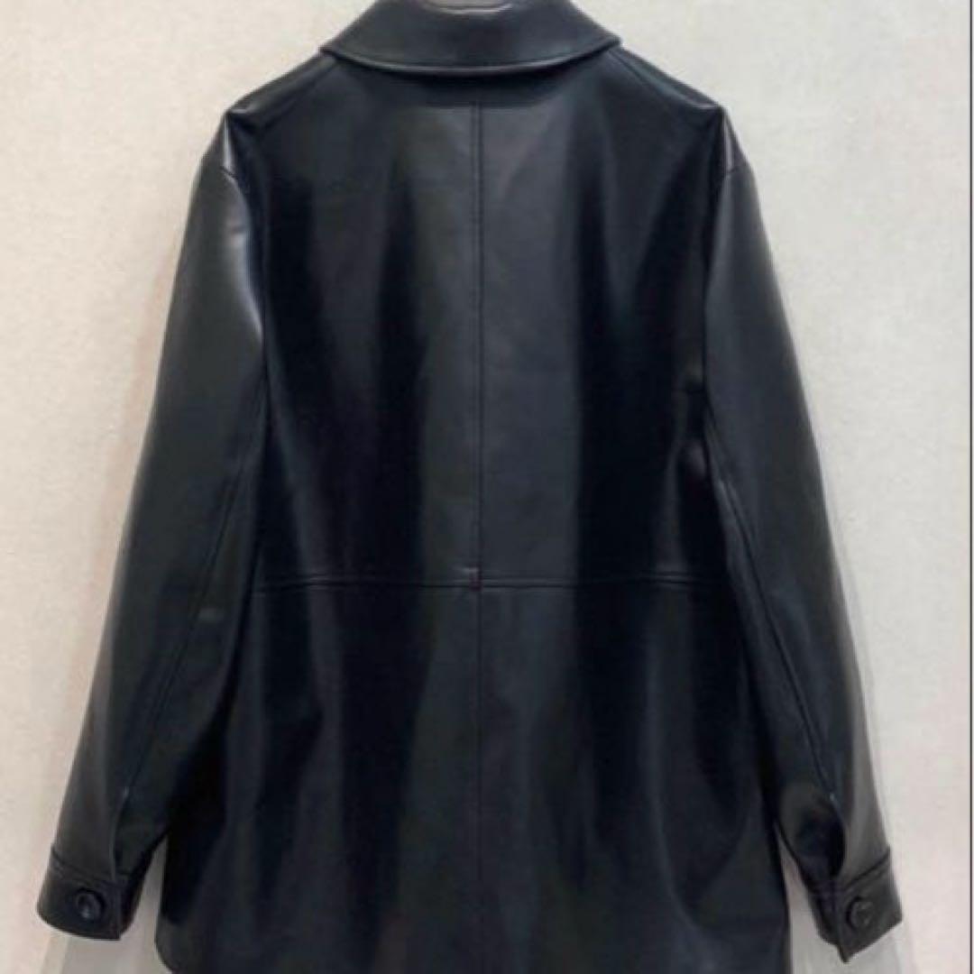 plage ブラック レザー風ジャケット オーバーサイズ