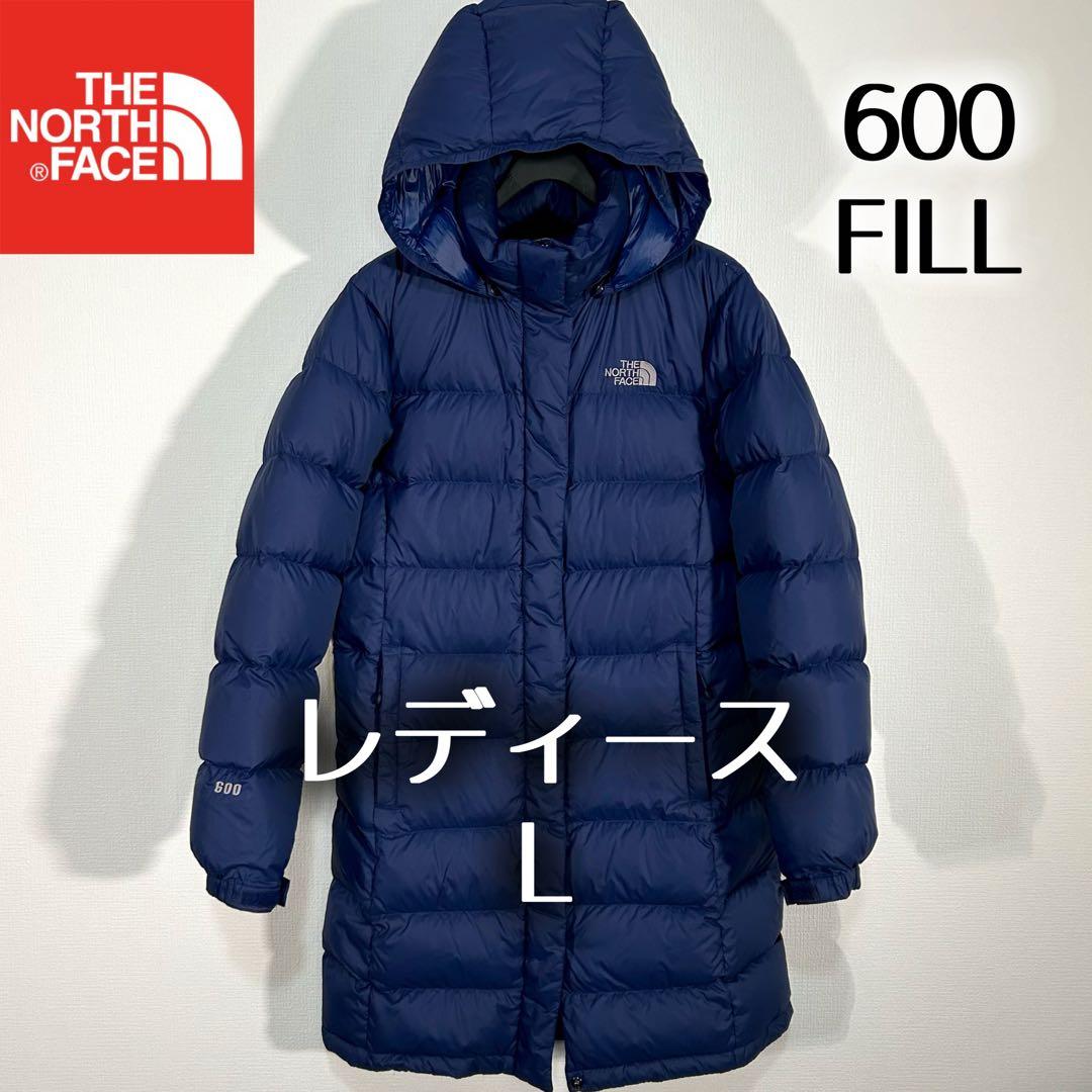 極美品人気 ノースフェイス ダウンコート レディースL フード着脱可 ロゴ刺繍