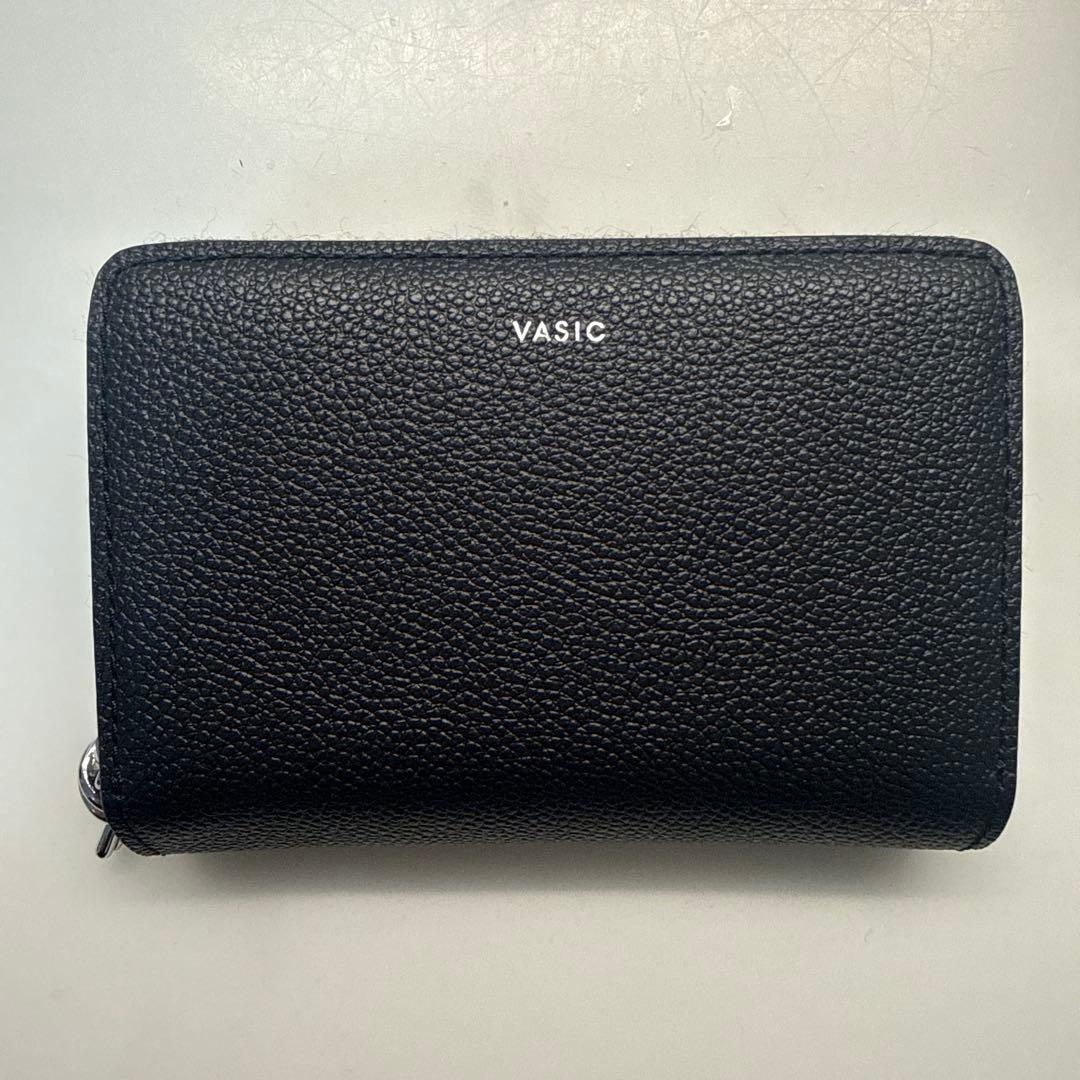 VASIC ラウンドミニミニジップウォレット 黒 二つ折り財布