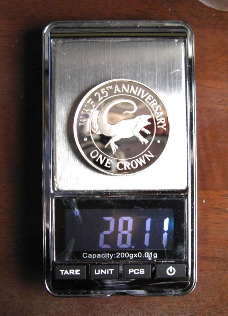 ８８年　タークスカイコス諸島　WWF２５周年記念　プルーフ銀貨　イグアナ図　１枚