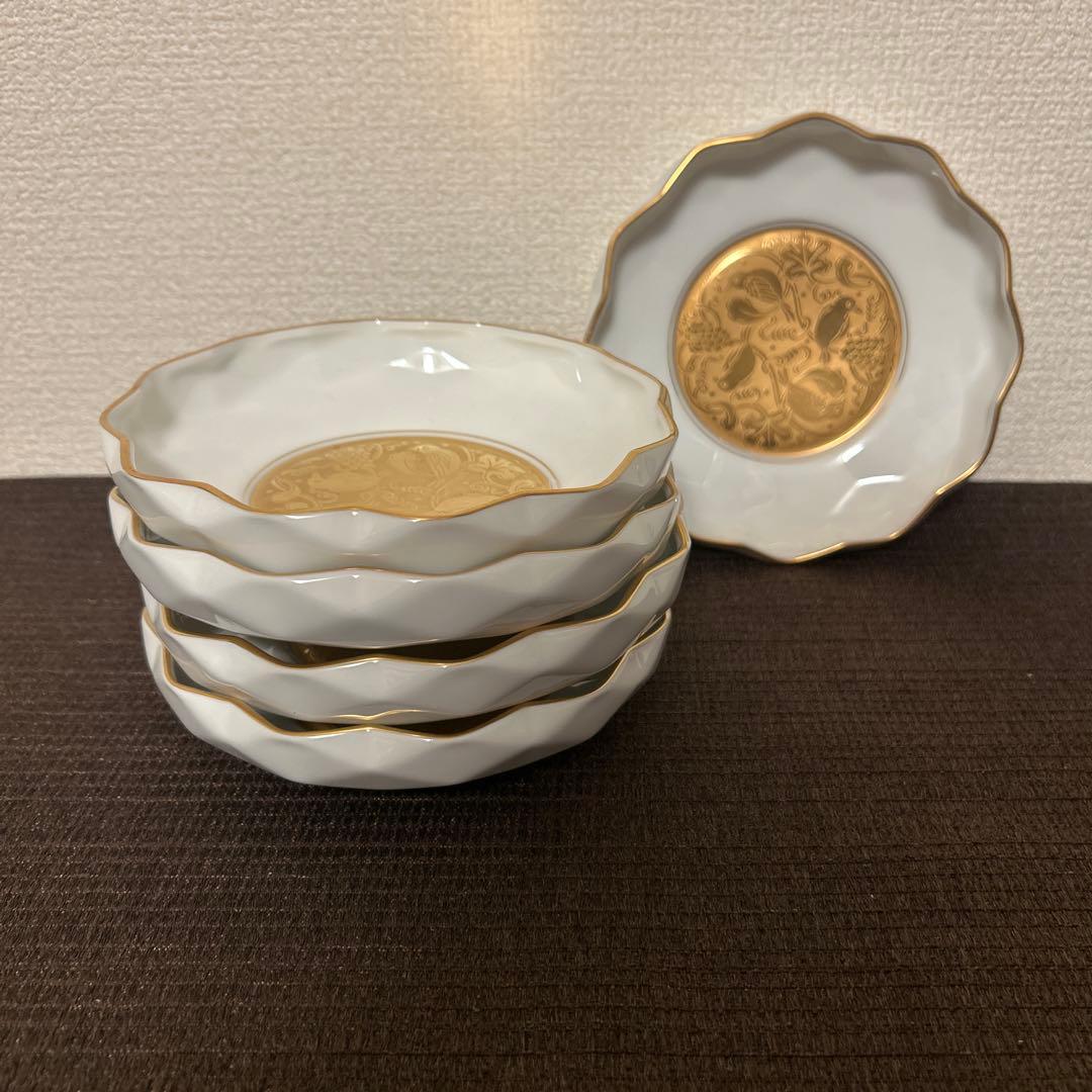 大倉陶園　金彩金蝕鳥　デザートプレート　サラダボウル