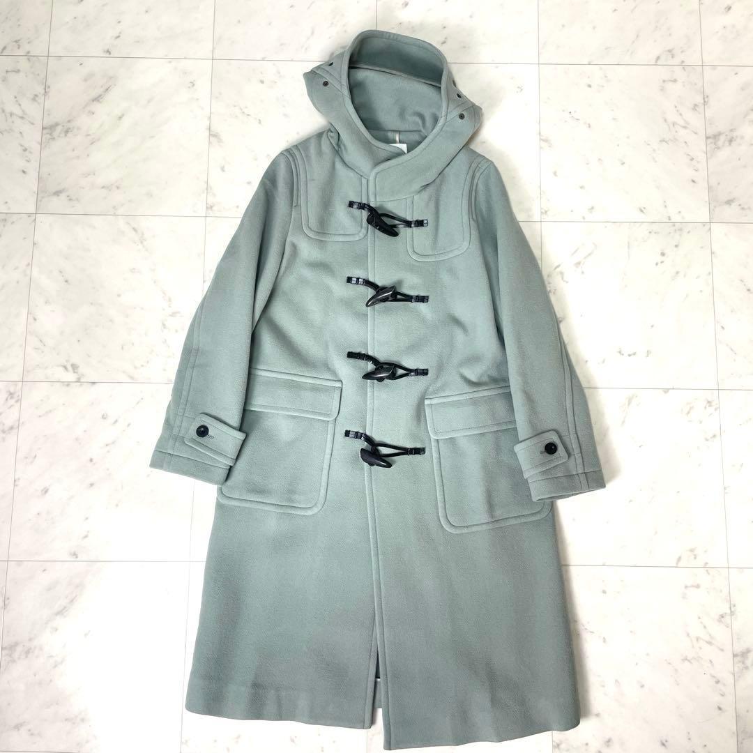 【美品】マカフィー メルトンウール ダッフルコート ブルーグリーン 36 S