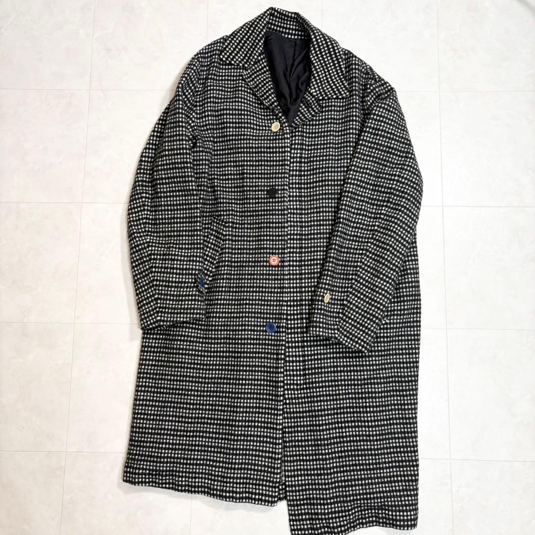 アンダーカバー UNDERCOVER チェック柄 縮絨 ロングコート