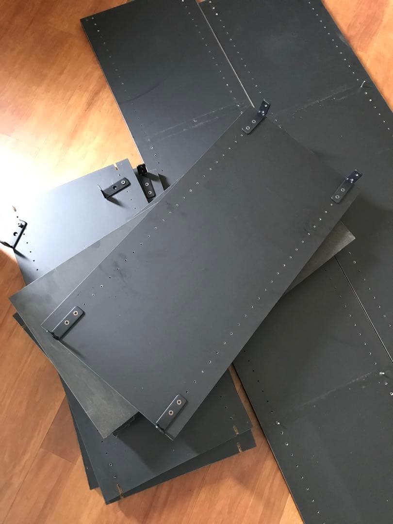 山崎実業　トスカ　縦パネル2枚棚板7枚　　部材ラック板材　木製　黒