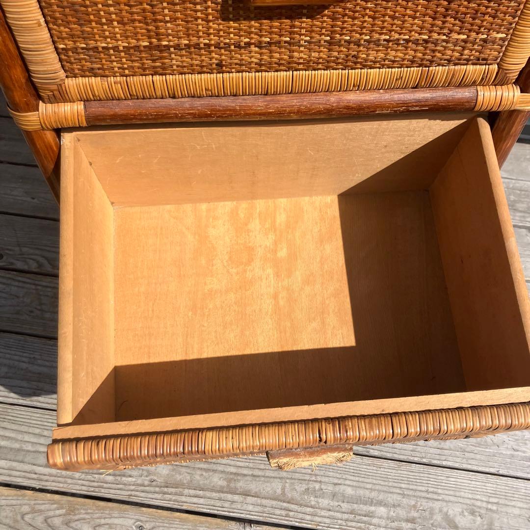 昭和レトロ ラタンチェスト 3段 引き出し箪笥 古家具 ビンテージヴィンテージ