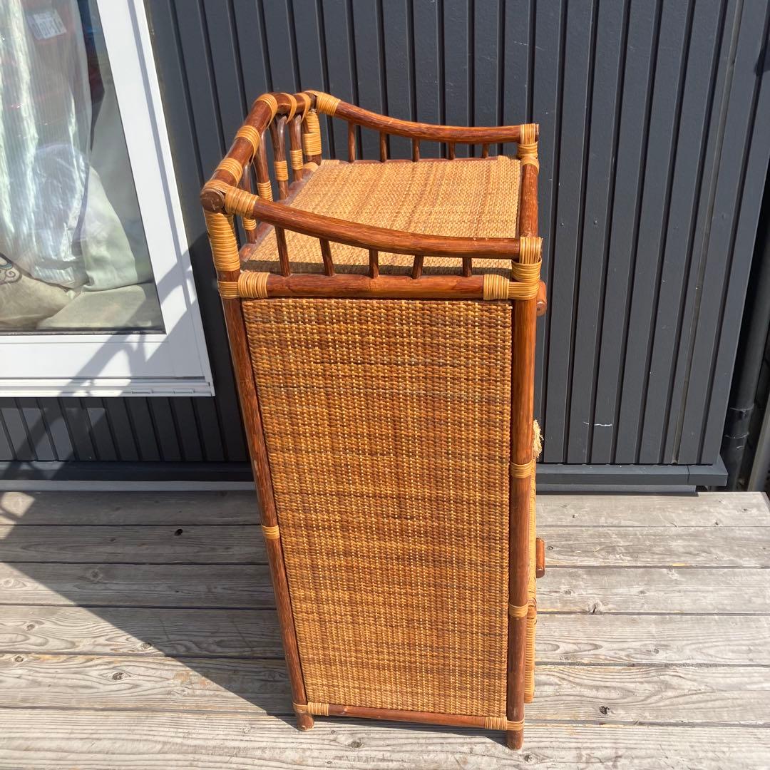 昭和レトロ ラタンチェスト 3段 引き出し箪笥 古家具 ビンテージヴィンテージ