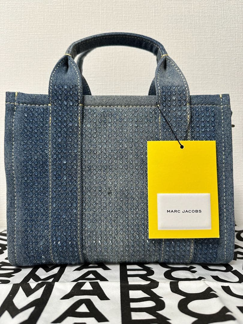 新品■マークジェイコブス ザ クリスタルデニム スモールトートバッグライトブルー