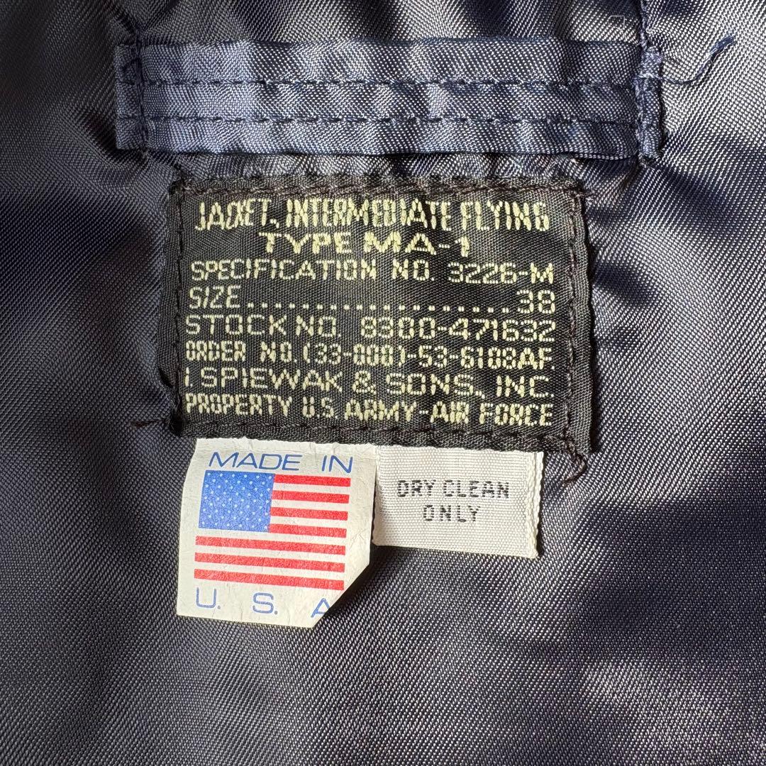 デッドストック 黒タグ 53年製レプリカ スピワックMA-1 ネイビー 38
