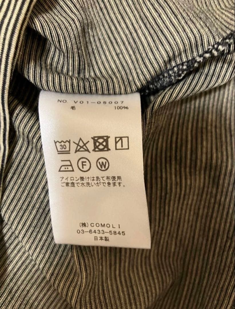 comoli ウール天竺Tシャツ　BORDER 2022ss