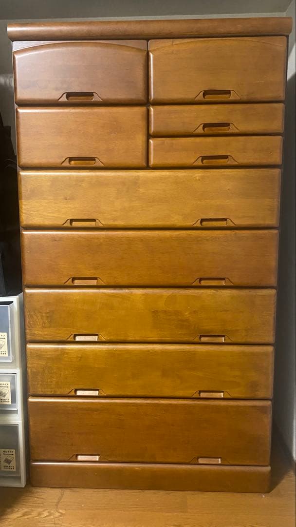 ダークブラウン木製チェスト 10個引き出し