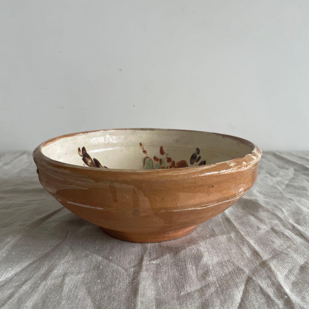 ヴィンテージ　アンティーク　皿　鉢　ボウル　スープ　スリップウェア　マーブル