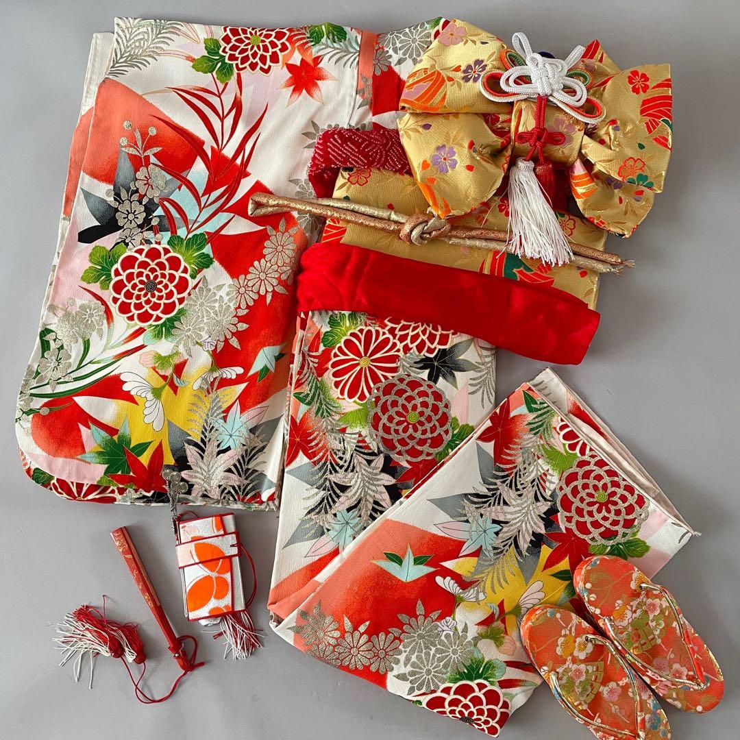 七五三　小柄な7歳さん　6歳　アンティークお着物セット