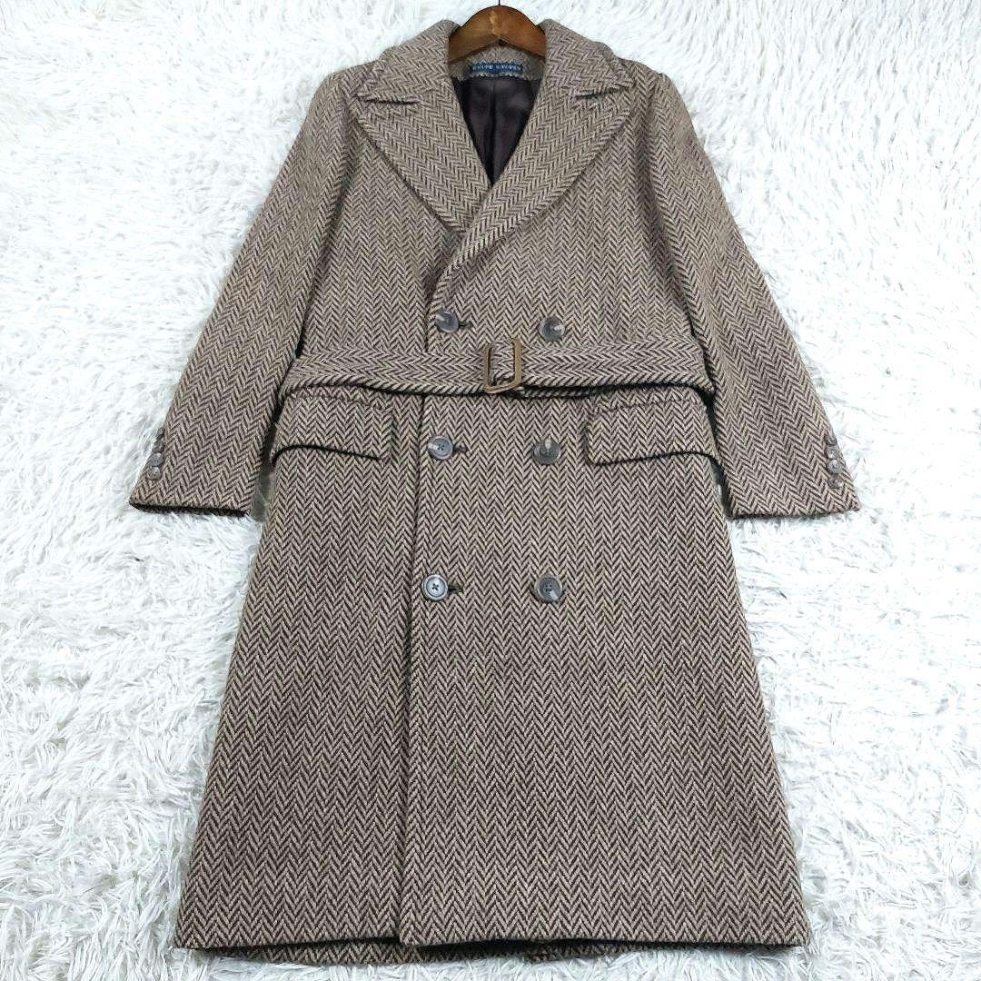 未使用級 ラルフローレン ツイード ヘリンボーン　肉厚ウール ダブルロングコート