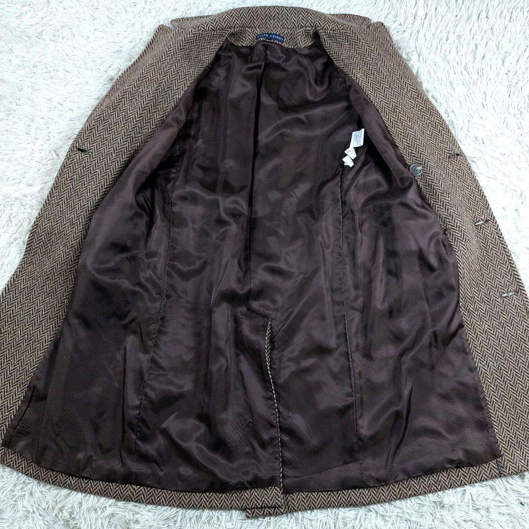 未使用級 ラルフローレン ツイード ヘリンボーン　肉厚ウール ダブルロングコート