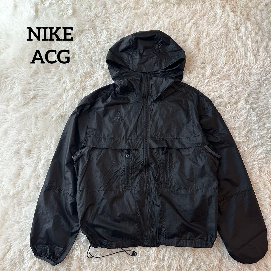 NIKE ACG ナイロンパーカー マウンテンパーカー ブラック M 刺繍ロゴ