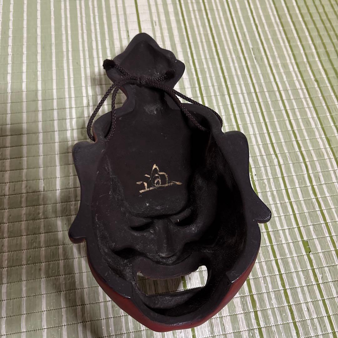 お面　能面　神楽面　仁王　仏具　鬼　男　赤　工芸品　渦　金剛力士　壁掛け　置物