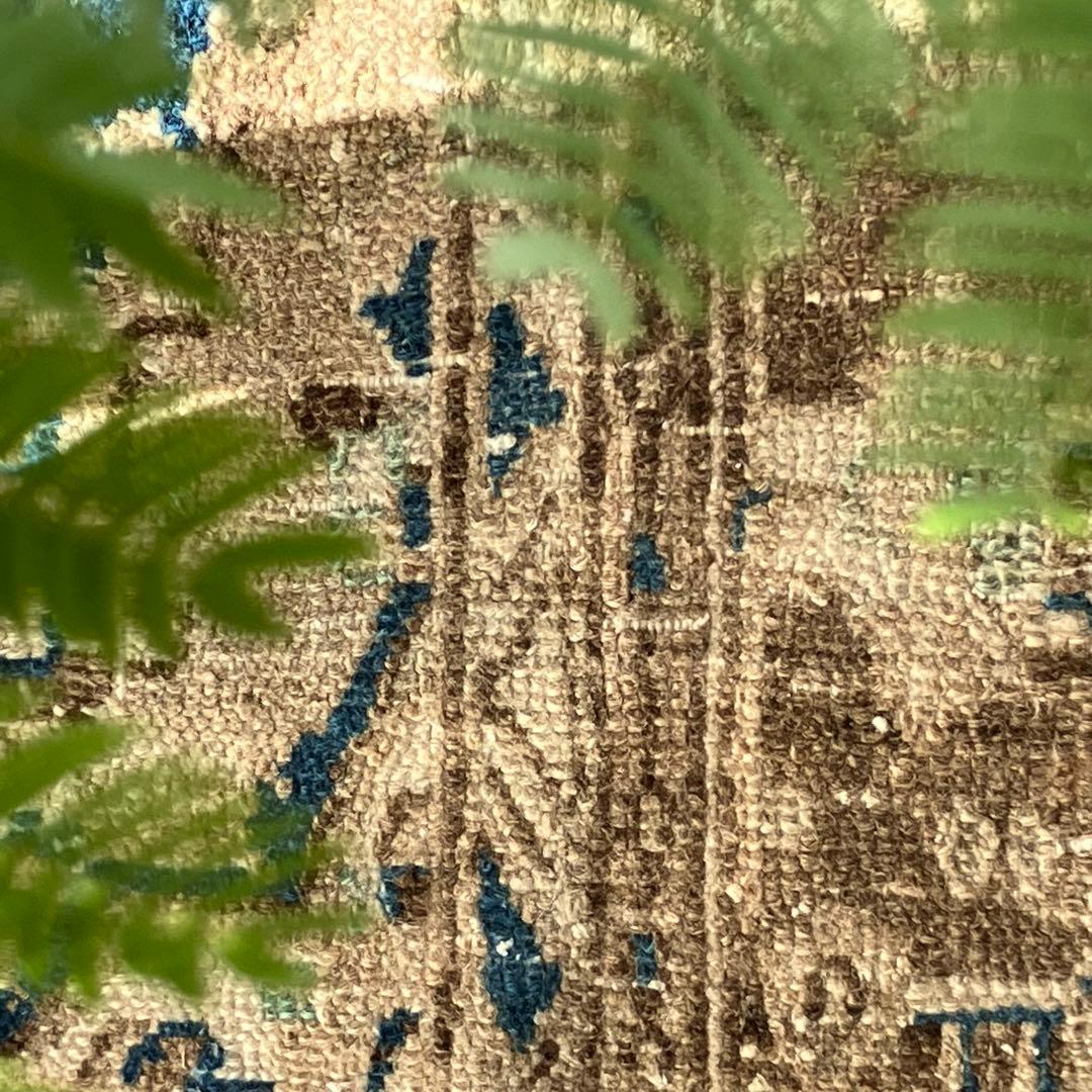 75×88✳︎楕円ラウンド　ブラウン　ブルー　パッチワーク　トルコヴィンテージラグ