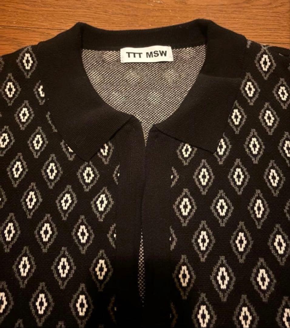 トップス TTT MSW 23ss DIAMOND KNIT POLO BLACK L