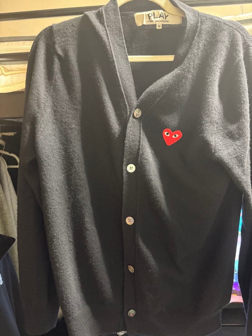 PLAY COMME DES GARÇONS Vネック カーディガン 黒