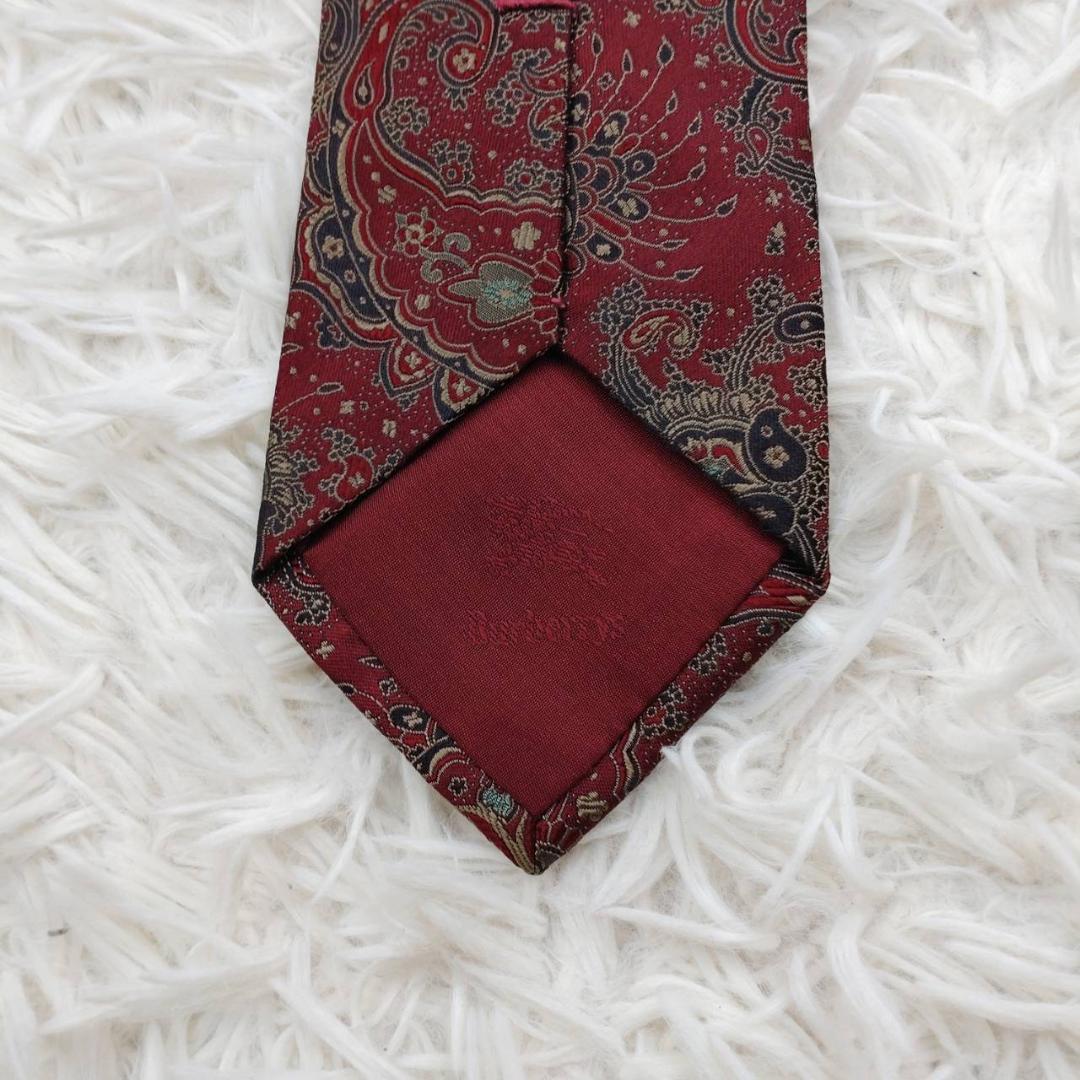 バーバリー 高級シルクネクタイ ペイズリー柄 チョコレート
