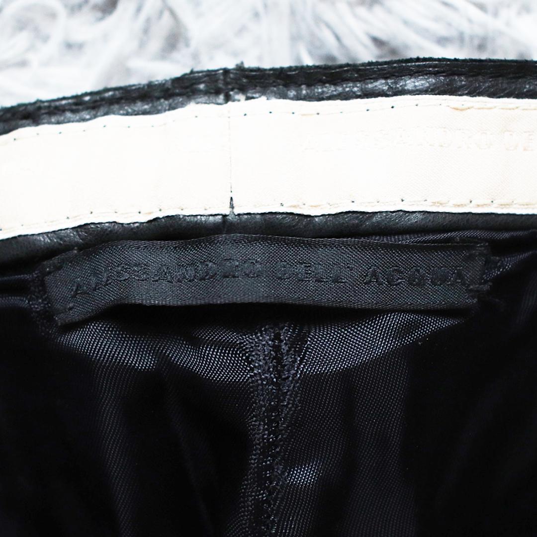 希少✨アレッサンドロデラクア オールレザーパンツ 本革 裾ジップ 拡張マチ