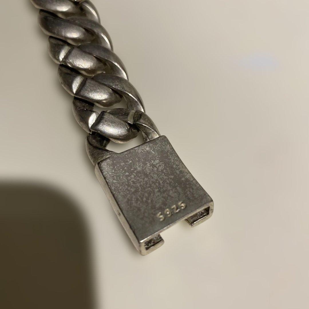 シルバー925 編み込みチェーンブレスレット