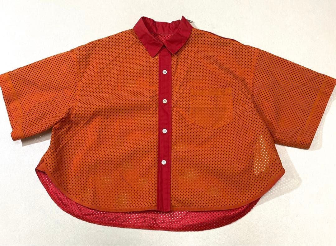 sacai サカイ ショート丈 ワイドシャツ 半袖 肩ジップ