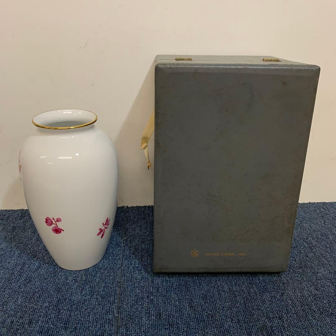 大倉陶園　梅　ピンク　ゴールド　花　花瓶