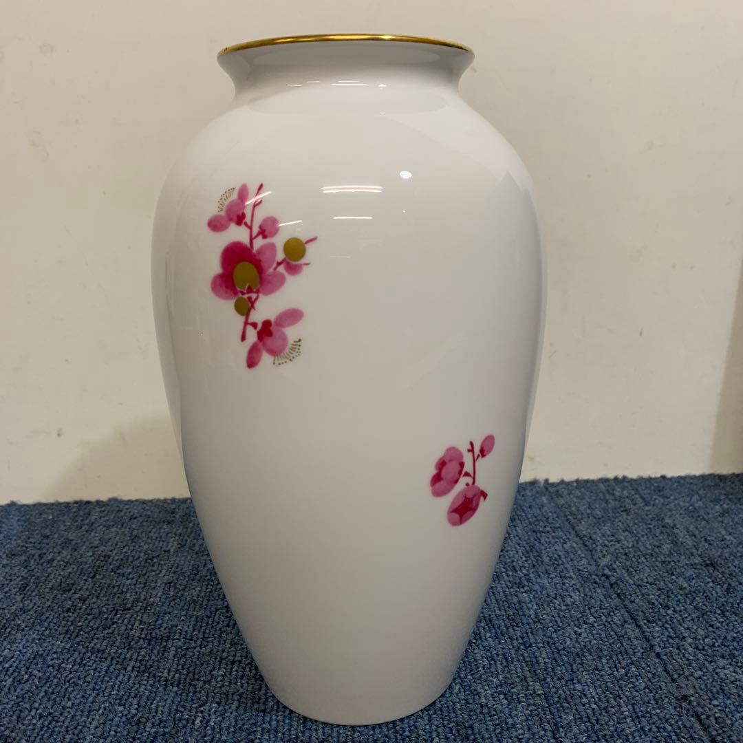 大倉陶園　梅　ピンク　ゴールド　花　花瓶