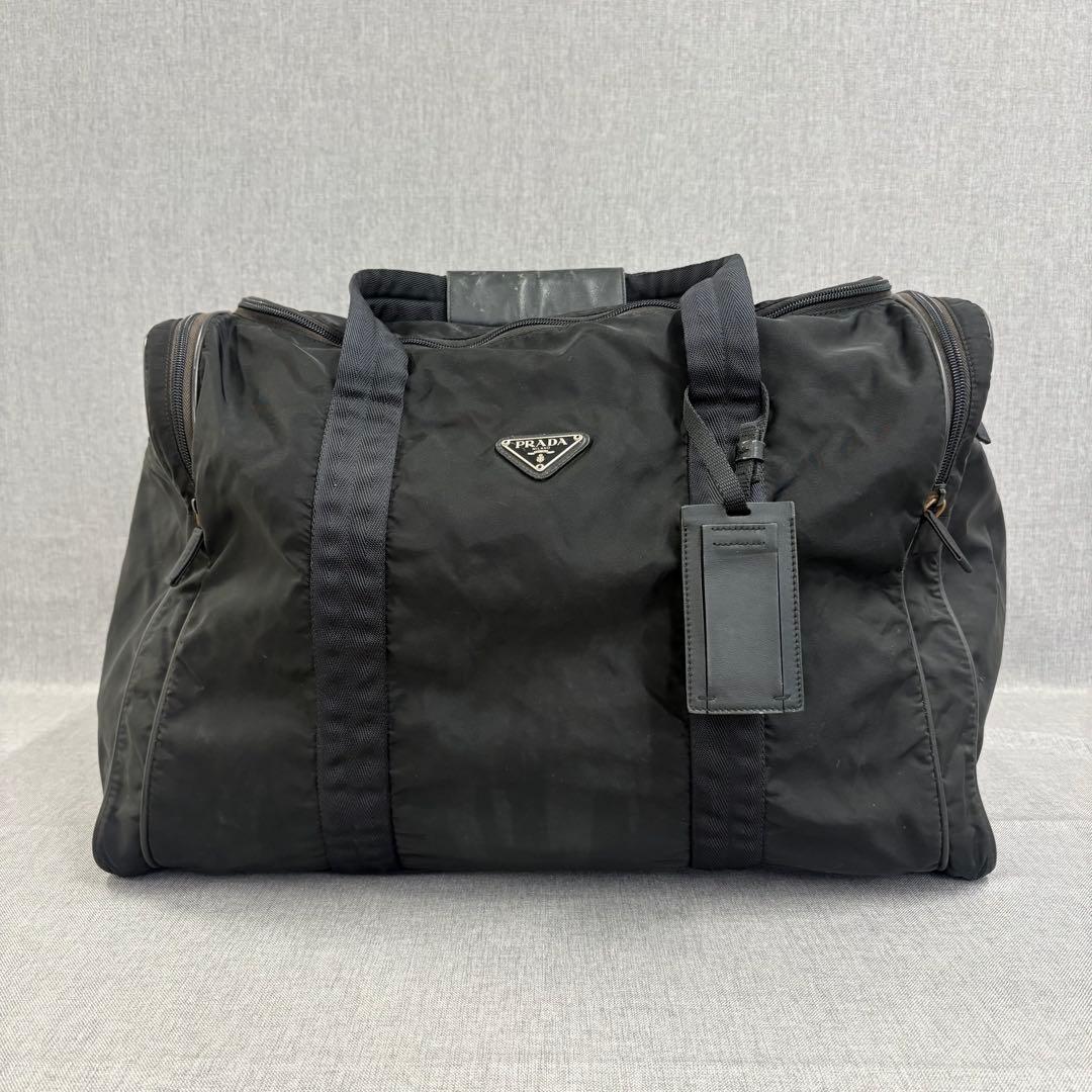 PRADA プラダ ボストンバッグ テスート ナイロン 三角ロゴ 黒 白タグあり
