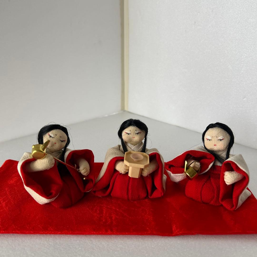 創作人形　粘土　三人官女　縮緬細工　ハンドメイド