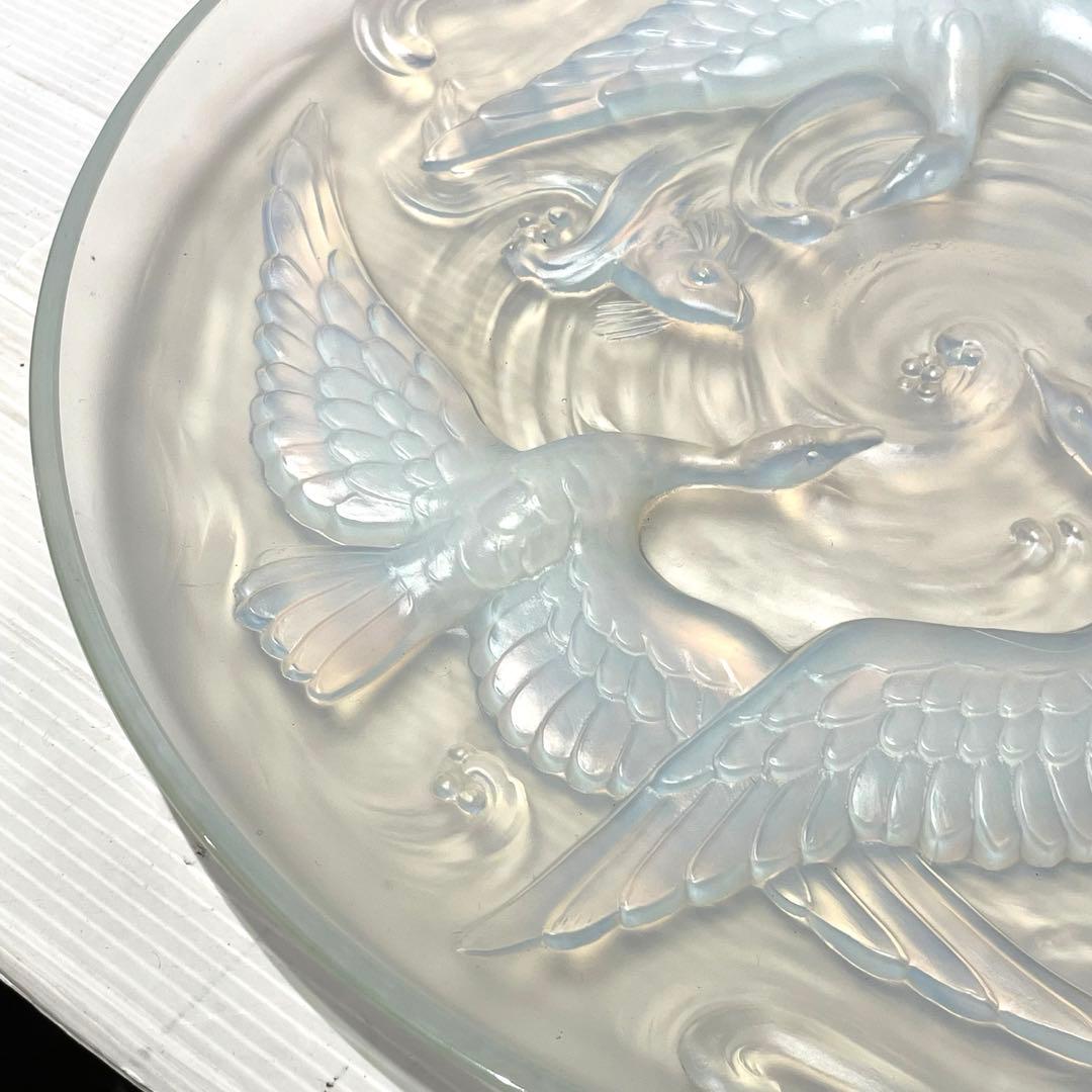 希少 オパールセントガラス エトラン（ETLING）大皿 鳥 魚 インテリア