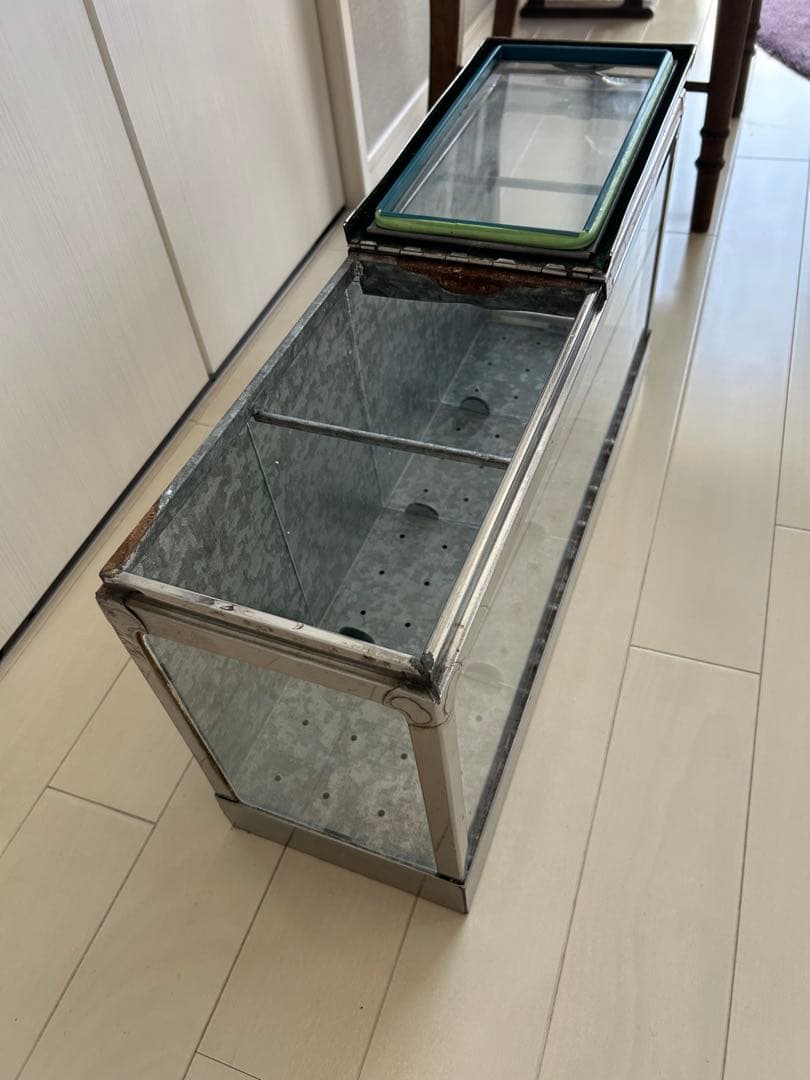 アンティーク　駄菓子ケース　ガラスケース　ブリキ　蓋付き　ショーケース　レトロ