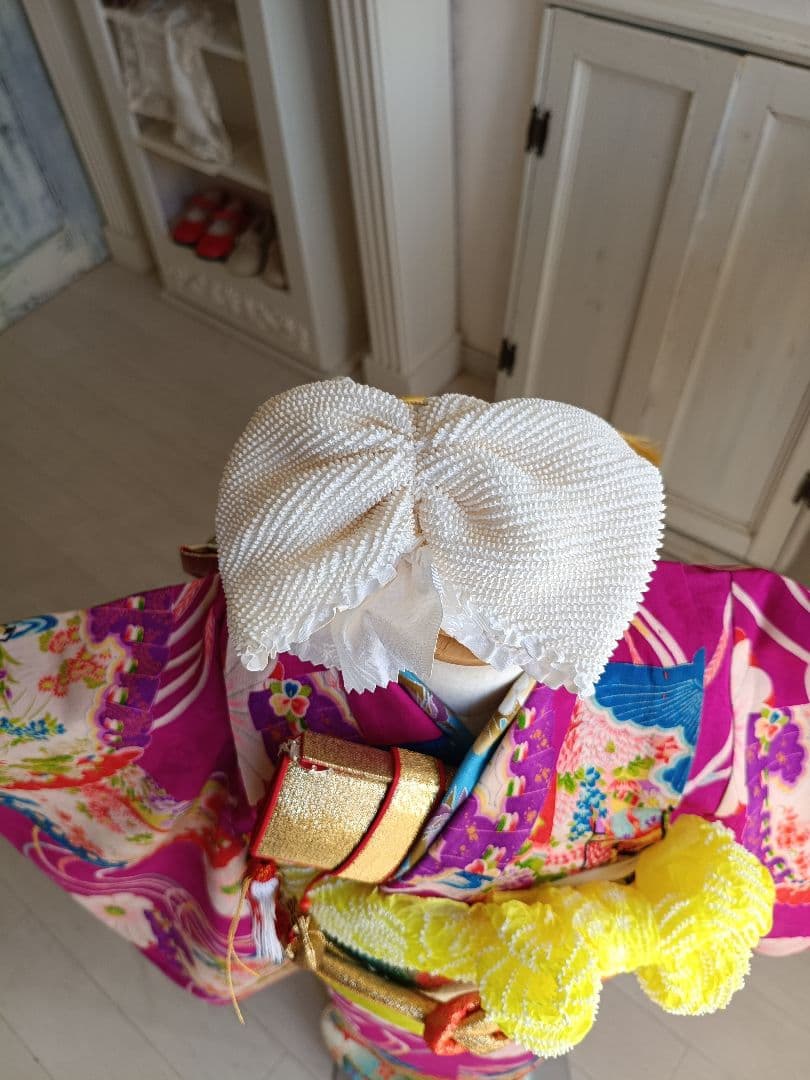 専用です☆アンティークマゼンダピンクの着物とブルーの作り帯☆七五三3歳