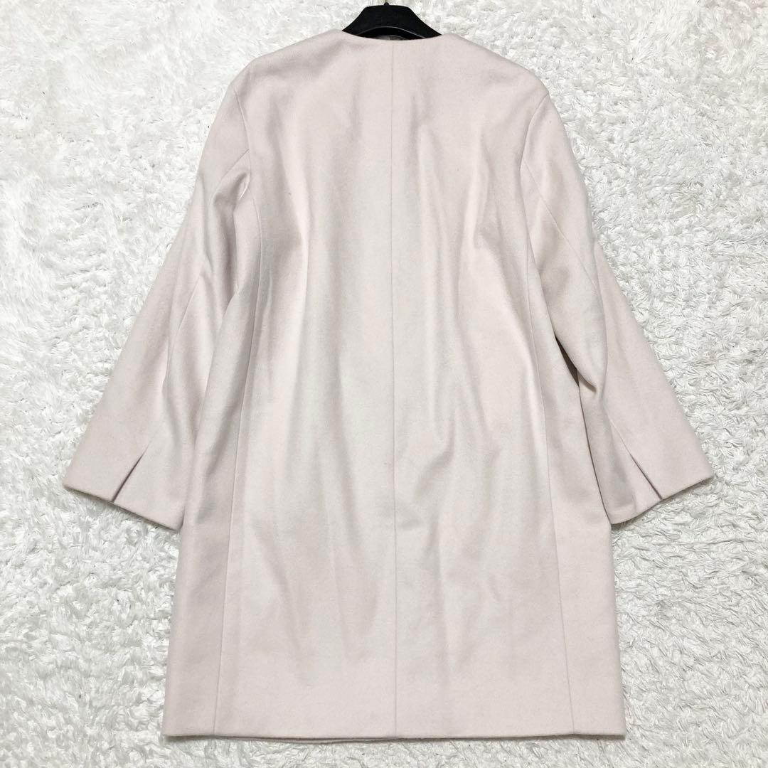 美品♡ 23区 ウールカシミヤビーバー ノーカラー コート ピンクベージュ40