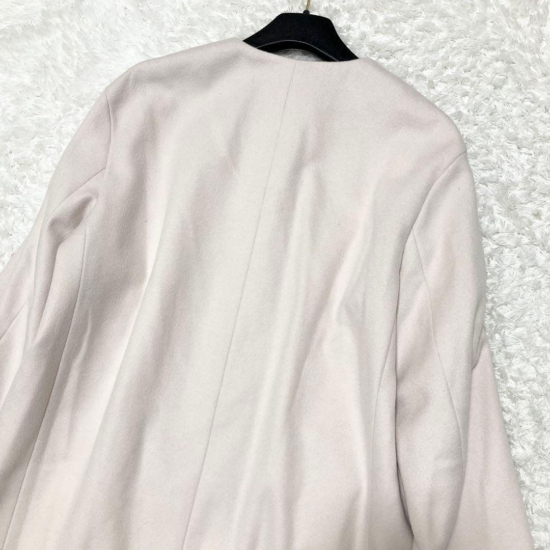 美品♡ 23区 ウールカシミヤビーバー ノーカラー コート ピンクベージュ40