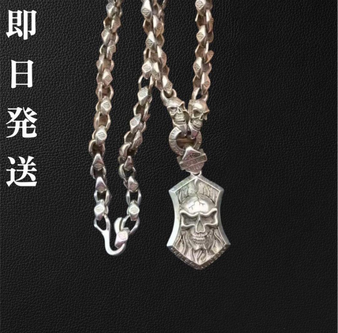 【早い者勝ち】VINTAGEメンズレトロ S925銀のネックレス シルバースカル