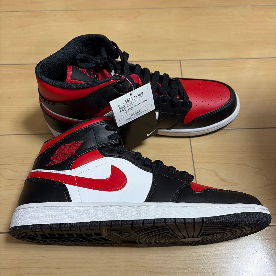 Nike Air Jordan 1 Mid ブラック/レッド/ホワイト