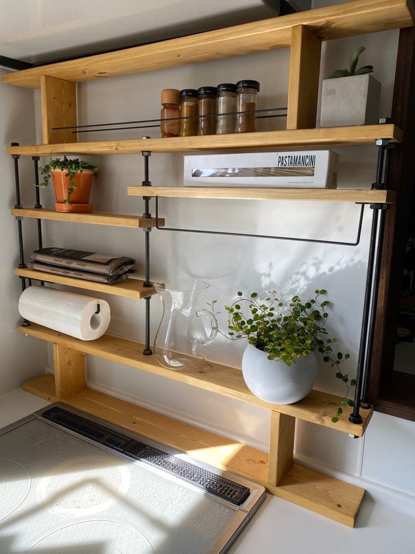 耐震設計！突っ張り式キッチンラックCentral☆アイアンラック☆スパイスラック