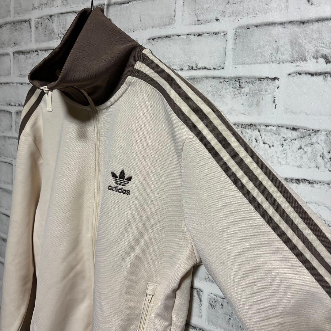 希少4XL⭐️新品 adidasトラックジャケット 刺繍 ベージュ×モカブラウン