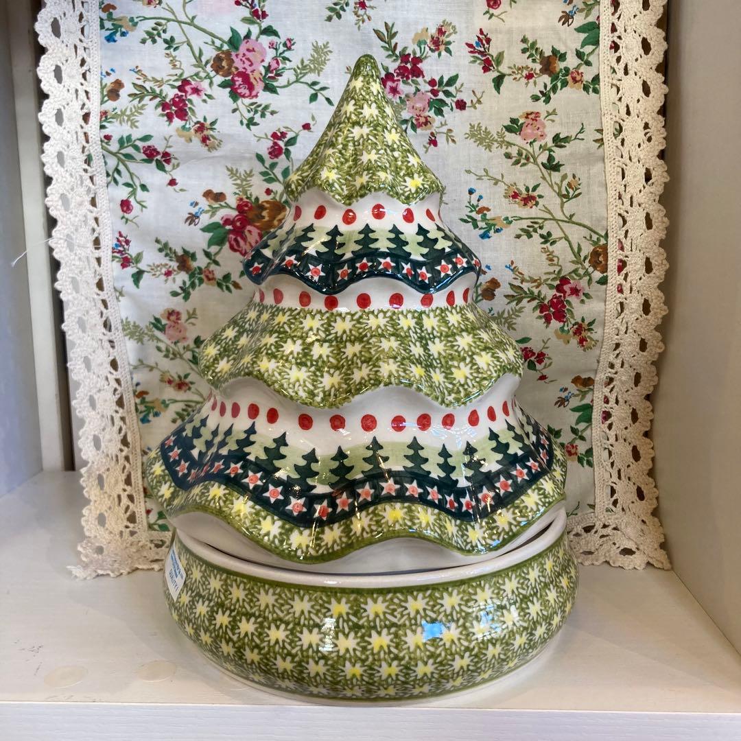 ポーリッシュポタリー＊ツリー型キャンディーボックス　W851-123