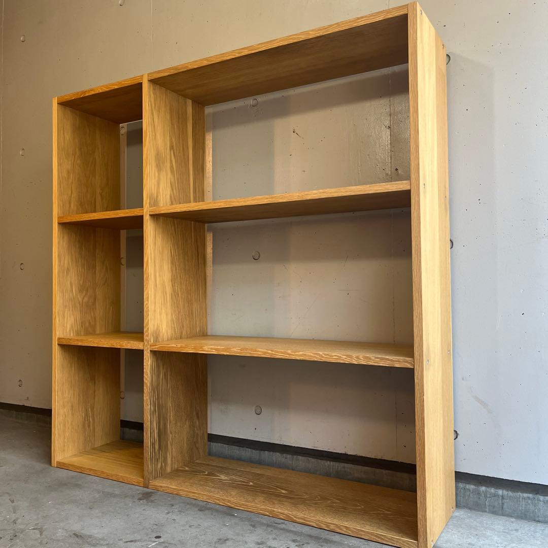 無印★スタッキングシェルフセット・３段＋ワイド・追加３段・オーク材
