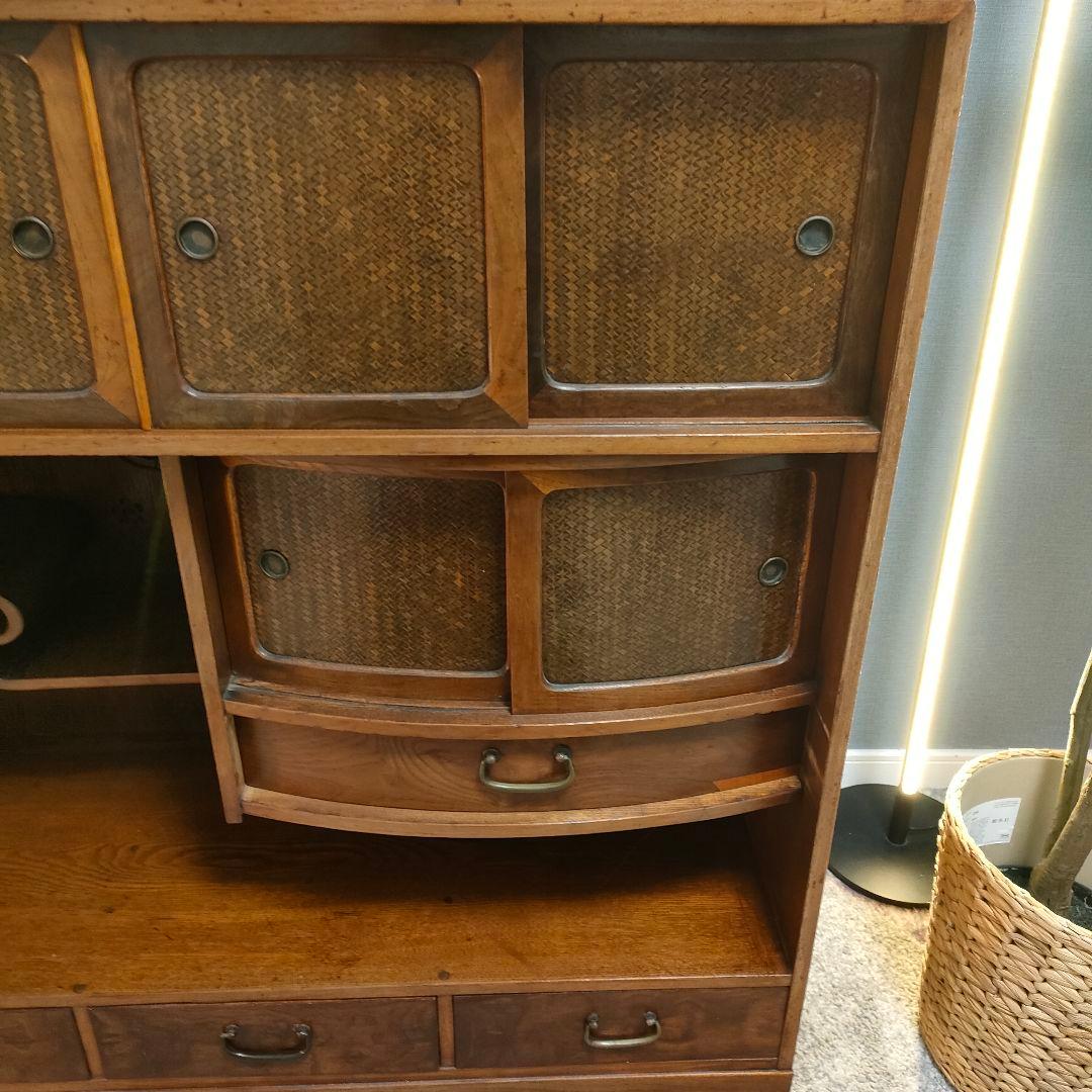 昭和レトロ和製アンティーク透かし彫り茶箪笥