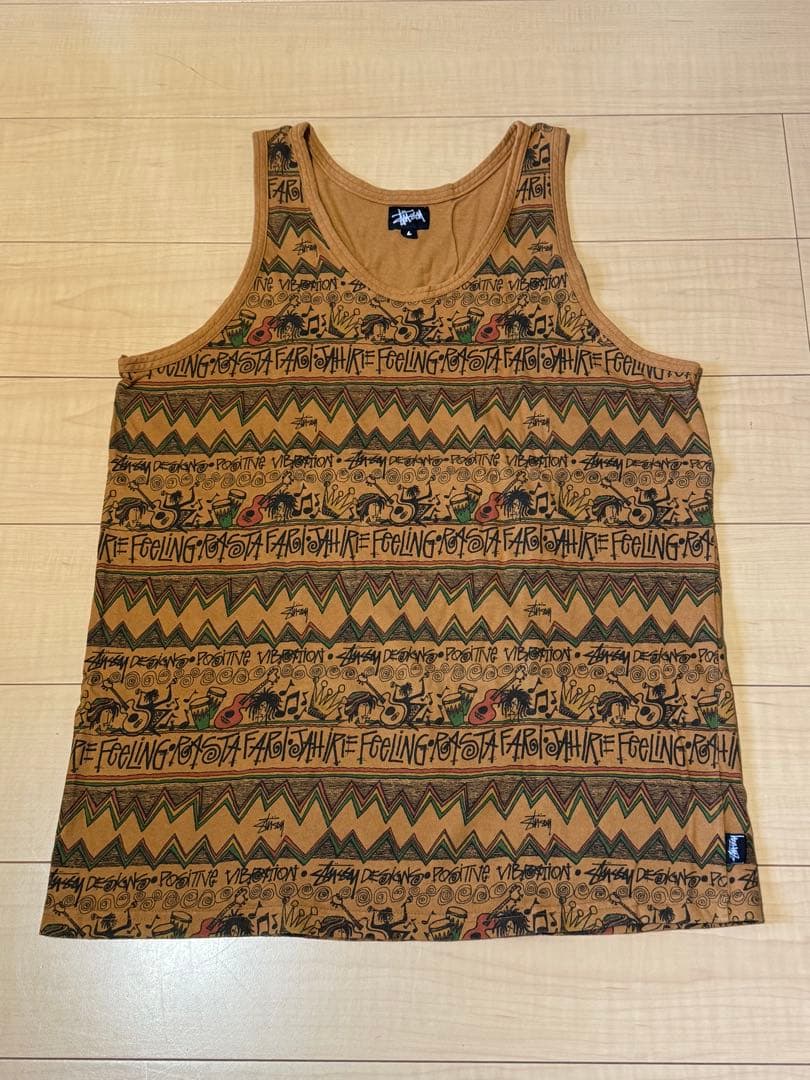 Stussy Tom Tom柄タンクトップ Lサイズ