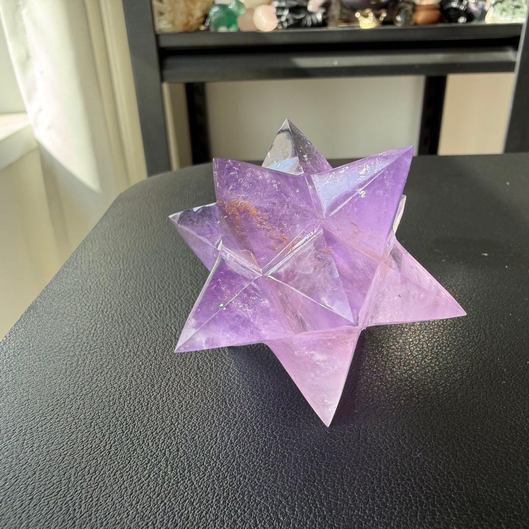 天然石アメジストのマカバスター　アスデロイド　置物　彫物NO.020914