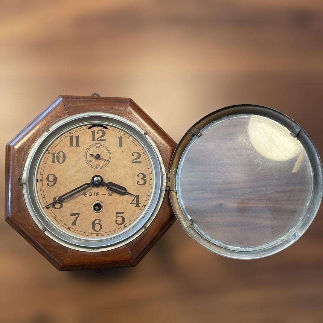 アンティーク古時計 八角形 木製掛時計