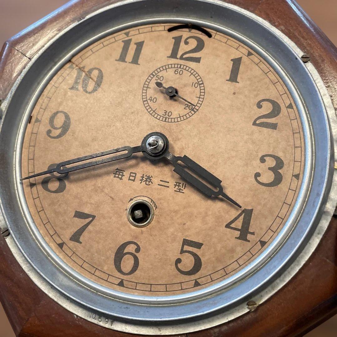 アンティーク古時計 八角形 木製掛時計